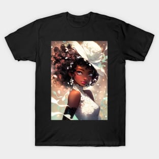 Beautiful Anime Afro Black Girl Princess T-Shirt